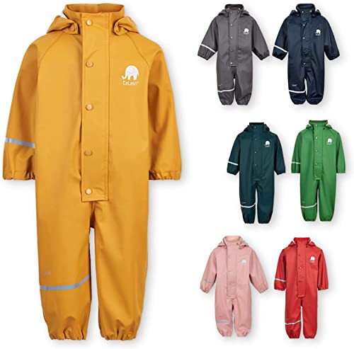 Image of CeLaVi European Kids Rain, Mud and Snow Suit for Boys Girls with Detachable Hood, Waterproof 2 Pcs Rain Set or Onepiece