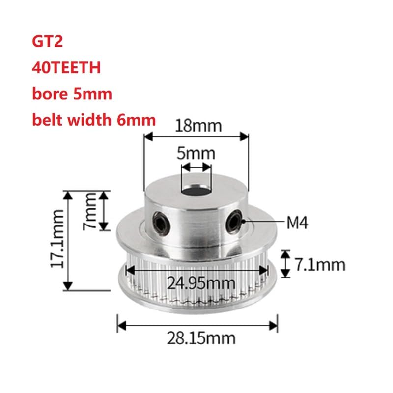 GT2 40 zębów aluminiowe koło pasowe rozrządu otwór koła 8mm szerokość paska zębatego 6mm 2GT do drukarki 3D(5mm,10pcs 6mm)