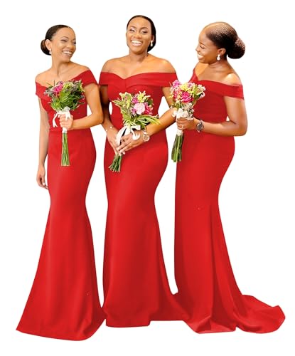 Mermaid Bridesmaids Dresses for Wedding Long Off Shoulder Formal Prom Evening Gown