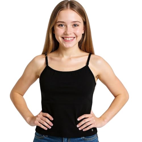 Image of A.T.U.N. (ALL THINGS UBER NICE) Girls Premium Padded Cotton Camisole | Soft & Breathable Innerwear Slip for Preteen and Teen Girls | Stretchable Everyday Essential | Ages: 8-18Y