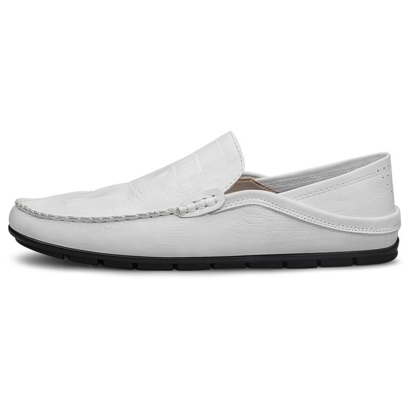 Loafers for Men Round Toe PU Leather Crocodile Print Loafer Shoes Comfortable Lightweight Flat Heel Classic Slip-ons4