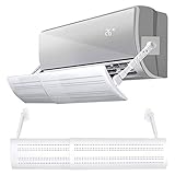 Fácil de instalar: diseño autoadhesivo, sin herramientas y sin perforaciones; La longitud se puede ajustar entre 56-103 cm / 22.04-40.55 pulgadas, adecuada para todo tipo de acondicionadores de aire montados en la pared.
