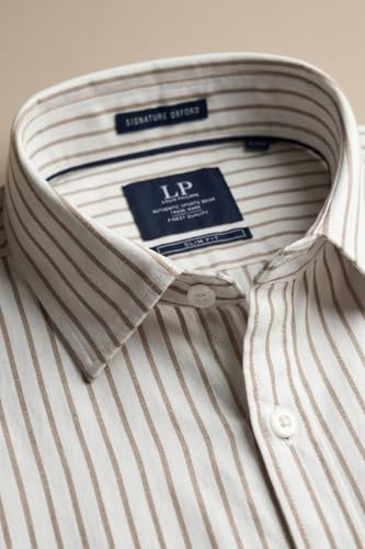 Image of Louis Philippe Men's Slim Fit Signature Oxford Easy Care, Natural Stretch Full Sleeve Stripe Casual Shirt