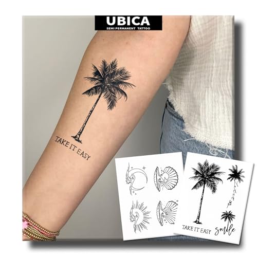 UBICA Semi Permanent Tattoo, Long Lasting Tropical Palm Tree Temporary