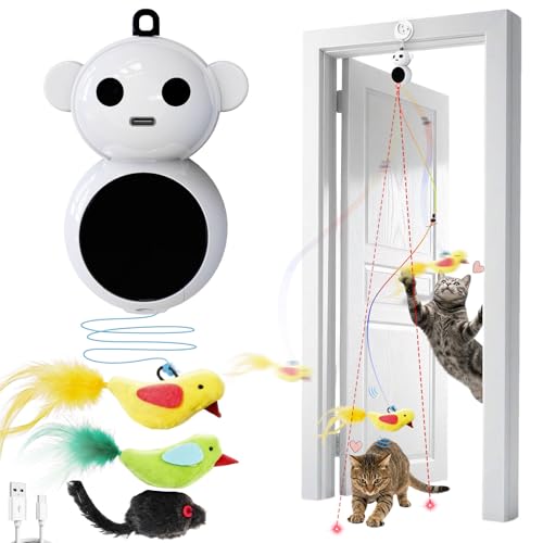 Interactive Cat Toy with Laser, Feather, Mouse & Bird Modes