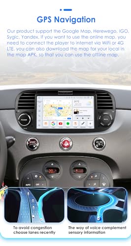 Bilradio GPS Carplay/Android 7" HD för Fiat 500/Abarth 2007-2020