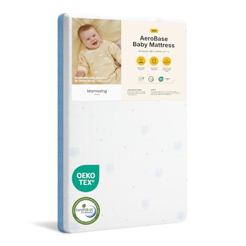MAMAZING Mini Crib Mattress 38' L x 24' W, 2-Stage Breathable Mattress, Non-Toxic, Waterproof Sleep Surface, Machine-Washable Outer Cover for Easy...