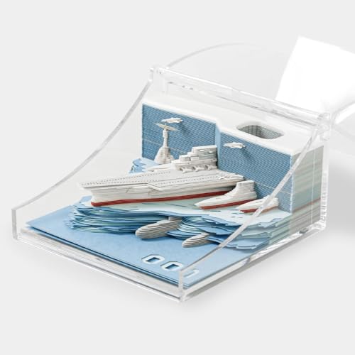 Artsy Pads、3Dメモパッド、3Dメモパッドアート、135ページのティアアウェイ3Dメモ帳、航空母艦モデルペーパー彫刻アートメモパッド、付箋なし、クリエイティブな3Dアートパッド、ユニークな装飾ギフト