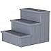 Pawhut Haustiertreppe Hundetreppe Einstiegshilfe mit Teppich Stauraum Kiefernholz Grau 40,5 x 44,5 x 38 cm