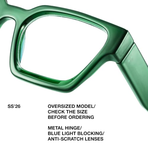 Image of livho Oversized Eyewear Frame for Woman and Men - Rectangle Fashion Glasses for Computer, Chic Preppy Frame