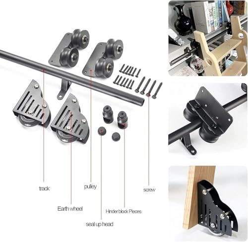 Kit de herrajes para escalera de biblioteca con riel de acero de 200cm 4