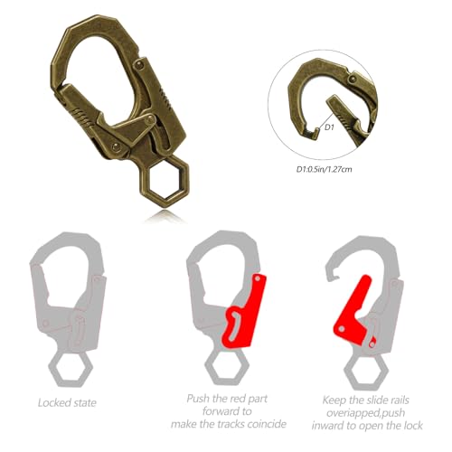 Image of Ahiller Double Locking Carabiner Clip - Zinc Alloy Mens Keychain for Keys | Unisex,Dual Press Double Lock, Anti Misopening,Heavy Duty,Suitable for Car Keys,Belt,Backpack,Hiking,Riding,Outdoor Camping
