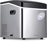 NewAir 50 lb. Countertop Ice Maker | Portable Bullet Ice Machine | 12 Cubes in 7 Minutes, 3 Ice Sizes | Stainless Steel, Self-Cleaning, BPA-Free