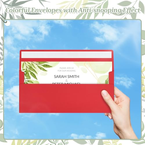 Image of 200 Pcs #10 Red Envelopes Letter Size Self Seal, Business Envelopes