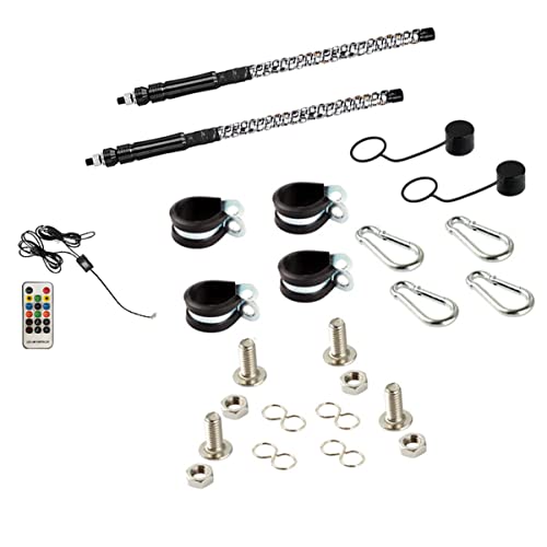 Griwiuiowe 2 PièCes 12V éClairé Spirale LED Fouet 2FT Antenne avec Lampe à LED avec TéLéCommande pour ATV UTV