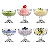 MYKAGS Gläser Set 6-teilig, 290 ml Eiscreme-Glas-Dessertschalen, elegante Glas-Eisbecher, Fruchtgelee-Becher, kleine Party-Schalen, Gläser, Puddingbecher, geeignet für Eisbecher, Snacks, Müsli, Obst