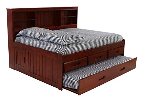 Discovery World Furniture Full Bookcase Daybed With 3 Drawers And Twin Trundle, Merlot #TOP3