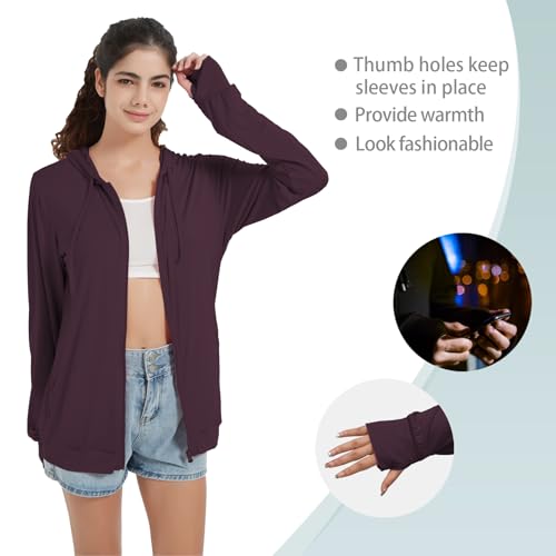 QBK Light Weight Zip Up Hoodie Thin Summer Jacket For Women4