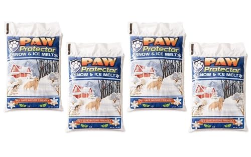 Pet Friendly Ice Melt - Pet Safe Salt for Melting Ice and Snow on Driveways, Walkways, and Sidewalks - Ice Salt That's Safe for Pets, Especially Dogs Four 20 lb Bags