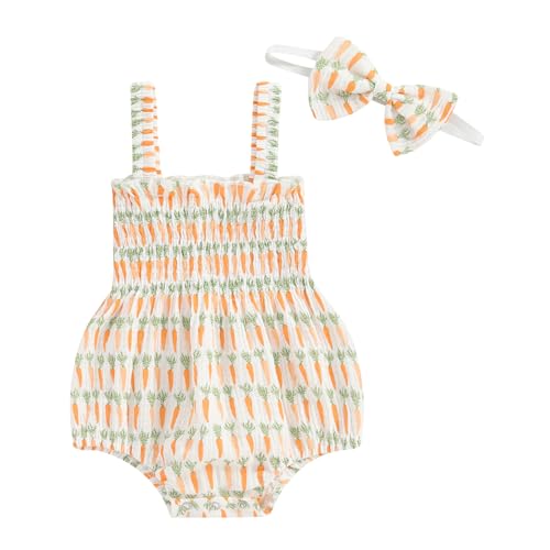 Image of farrubbyine8 Cute Baby Girl Outfit Sleeveless Romper Breathable Ruched Bodysuit Comfy Outfits Baby Girl Summer Clothes