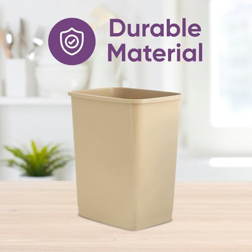 Image of Superio Small 2.5 Gallon Plastic Trash Can, Waste Bin for Under Desk, Office, Bedroom, Bathroom- 10 Qt (2, Beige)