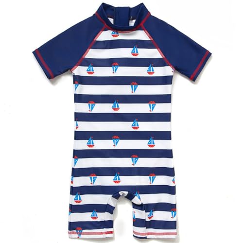 BONVERANO Costume Bagno Bambini UPF 50+ Protezione Solare Chiusura Zip (la Barca a Vela, 18-24 Mesi)