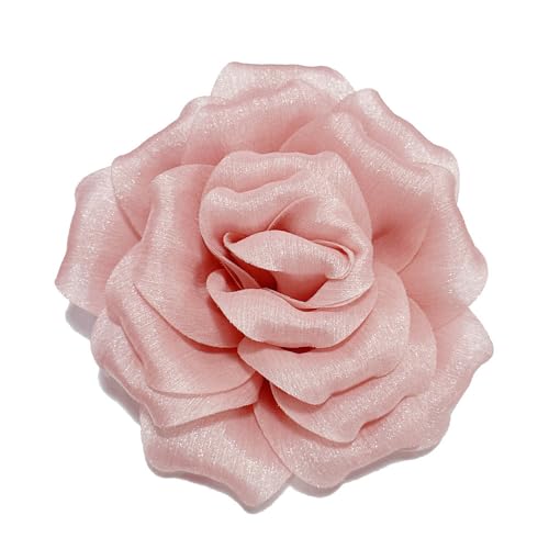 Image of Flash Camellia Flower Brooch Pin for Women Men Elegant Texture Fabric Dahlia Rose Floral Brooches Lapel Pins Dainty Wedding Holiday Party Costume Dress Accessories Jewelry