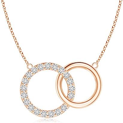 Lab Grown Diamond Intertwined Circle Necklace in 14k Solid Gold/S...