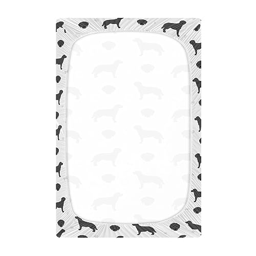 Image of Fitted Crib Sheets Labrador Retriever Dogs Stretchy Portable Playard Sheets for Baby Toddler, Breathable Soft Mini Crib Mattress 39 x 27 in for Boys and Girls