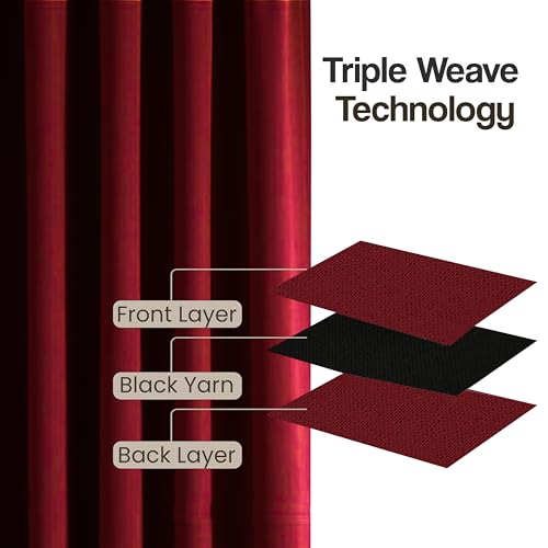 Image of FRESH FROM LOOM Light Block 10 ft Blackout Curtain | 10 ft Door Non-Ring Curtains | S-Wave Pleat | | Non-Ring Curtains | S-Wave Pleat | Door parda | Parde (Maroon | 10 Feet Long, 1Pc Only)