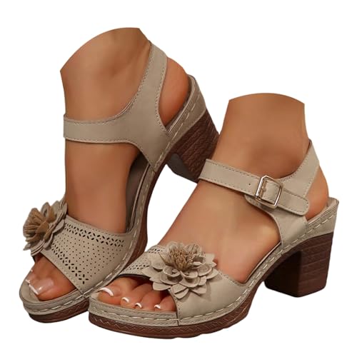 Sommerschuhe Damen Sandaletten Elegante Schuhe Festliche Sandalen Elegant Damen-Hausschuhe Bequeme Sommer Für Breite Füße Bequem?Khaki?39