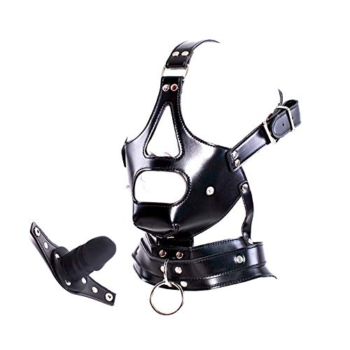 SM Kopfmaske mit Mundknebel, verstellbare Leder Kopfhaube Bondage Maske Erotischer Fetisch Sklave Sexspielzeug für Paare
