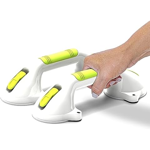 AmeriLuck 12in Balance Assist Bathroom Shower Handle,Suction Bath Grab Bar with Indicators (White/Yellow, Pack of 2) Cover