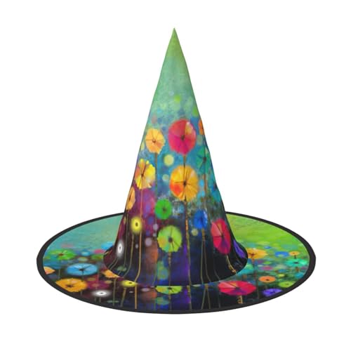 Chapeaux de sorcière suspendus Halloween imprimé fleurs pour raviver un porche terne 3pcs
