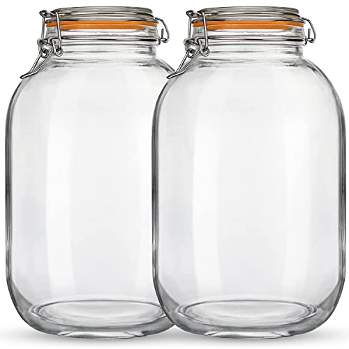 Image of 1 Gallon Glass Mason Jar with Airtight Lids, 2 Pack Wide Mouth Storage Jars