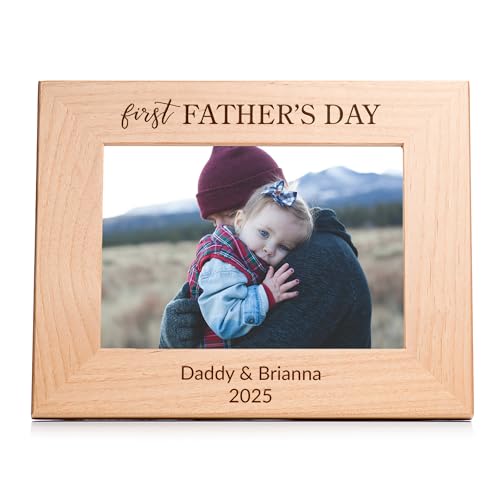 Lifetime Creations Personalized First Father's Day Picture Frame: New Dad Gifts for Men, First Time Dad Gifts for Fathers Day, Engraved Wood Frame (Holds 5x7 Inch Landscape Photo)