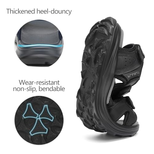 Image of FLARUT Men's Open Toe Leather Hiking Sandals Water Shoes Adjustable