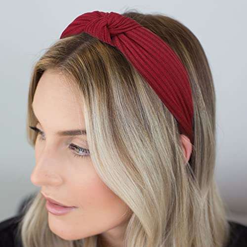 Image of DRESHOW 8 Pack Knotted Headbands for Women Wide Turban Headband Yoga Exercise Ribbing Hair Hoop Hair Bands Accessories