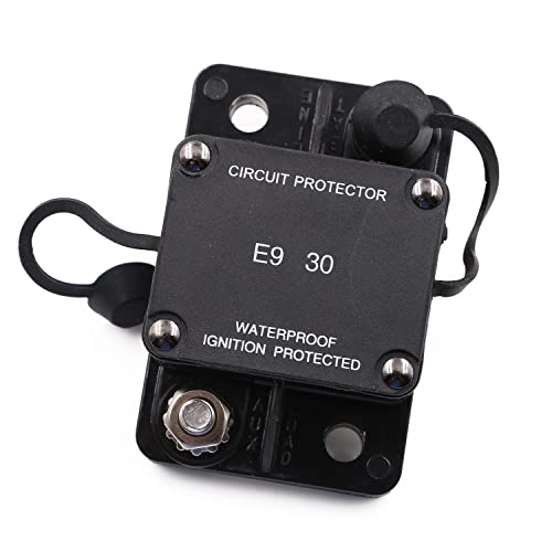 T Tocas T1 30A Amp Automotive Circuit Breaker Auto Reset No Switch Button for Boat, Car Audio, Solar System, Battery Protection 12V-32V DC IP67