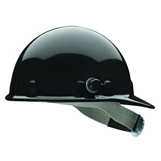 Fibre-Metal by Honeywell E2QRW11A000 Super Eight Ratchet Cap Style Hard Hat with Quick-Lok, Black, Medium