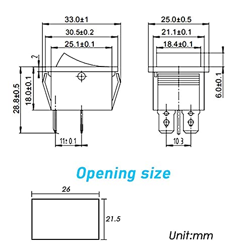 Mxuteuk 3Pcs Ac110V/120V Rocker Switch Dpst On-Off 4 Pin Red Light Illuminated Snap-In Toggle Power Switch, Ac 250V 6A 125V 10A, Use For Household Appliances Mxu2-201Nr #TOP1