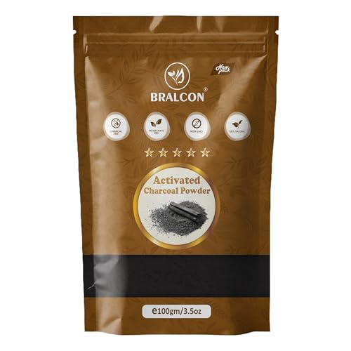 Image of BRALCON Activated Charcoal Powder - 100gm for Face and Skin, Chemical Free - Deep Cleansing Face Mask for Blackhead Removal and Skin Detoxification