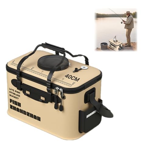 Fishing Bucket foldable, Fishing Minnow Buckets with Aeration Hole, Multipurpose Live Lures Bucket, Fish Protection Box for Adult Outdoor Travel Hiking (40)