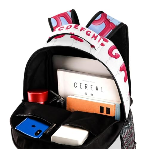 Sac à dos d'école avec ballons et lettres roses style multicolore - 4
