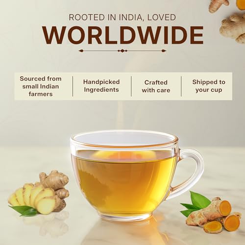 Image of Turmeric Ginger Herbal Tea Loose Leaf (100gm /3.5oz), Makes Upto 50 Servings | Pure & Natural Ingredients, Aromatic, Earthy & Zesty Flavor, Antioxidant Rich, Refreshing Brew, Ideal for Daily Wellness