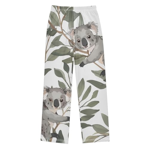 Koala and Leaves Boys Long Pants Soft Trousers Elastic Waist Kids Lounge Bottoms with Pockets S-XL