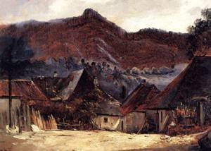 Peinture à l'huile authentique Cottages in The Jura 1834 reproduction haut de gamme