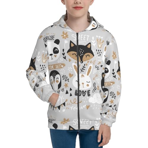 Funny Animals Series Kids Pullover Hoodies Boys Zip Up Sweatshirts Girls Athletic Clothes with Pocket3