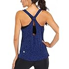 Regata feminina ICTIVE para ioga, ajuste solto, costas nuas, costas nuas, costas nadadoras, regatas de ginástica de verão, Azul escuro, GG