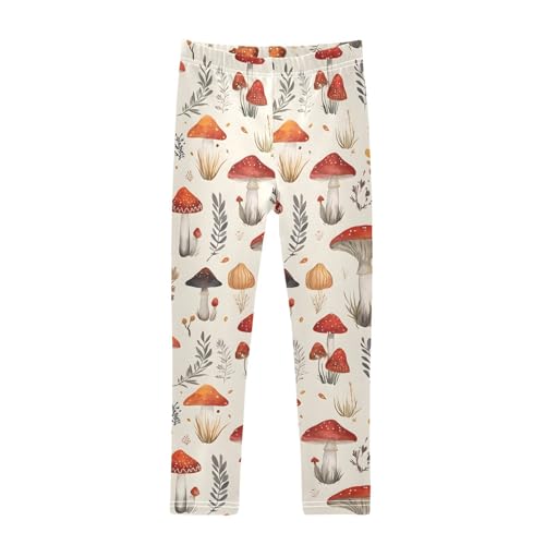 ALAZA Girls' Leggings Children's Yoga Pants Skinny Printed Dance Mushroom Lovely Comfortable 4T